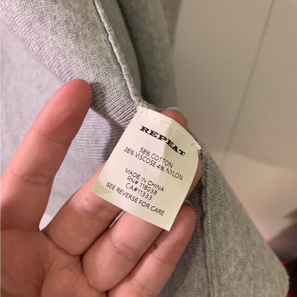 Repeat Cashmere 38/S Grey Basic T Shirt With Rolled Up Sleeves Cardigan - Picture 5 of 7